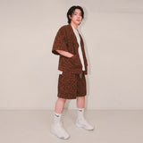 flower turn-up shorts_brown