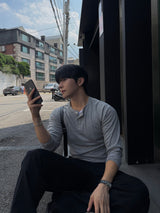 Snap layered muscle long sleeve t-Shirt