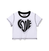 ハートカッティングクロップTシャツ (白