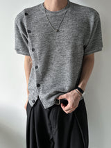 Roa Diagonal Button Short Sleeve Knit