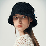 Pearl Crinkle Bucket Hat (Black)