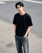 26SS★ メンズクロップドシルケット半袖Tシャツ