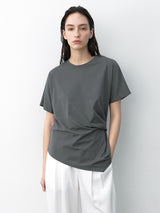 (T-7056)ローワンアンバランスツイストTシャツ