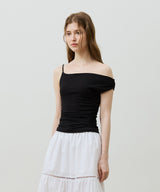SHERRY UNBALANCE SHIRRLING TOP / BLACK