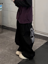 back code cotton wide pants
