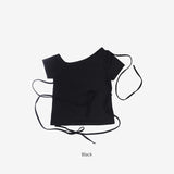 ベル アンバランス ストラップ Tシャツ