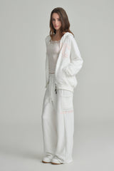 NYC hooded zip-up, Ivory