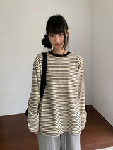 [unisex] Kemppa Stripe Over Round Long Sleeve Tee
