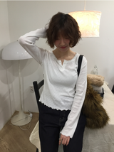 アブリルレースパンチングボタンTシャツ（2c）