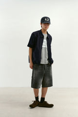 エイジスプラッターカーペンターデニムショーツ(Washed Black)
