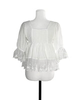 [ pure beauty 🤍 ] hees puff white & lace blouse