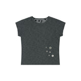 グランジクローカーモアイレットTシャツ - チャコール