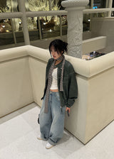 NON COLLAR LEATHER JACKET