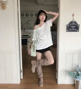 [ reels item ] sol beach silver-parts over one-shoulder top