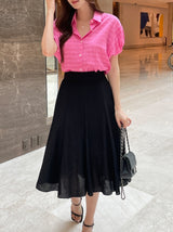 Arom Wrinkle Banding Flare Skirt