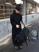 [SET] ママンゴールデンプルオーバーフーディー + ピンタックワイドパンツ 4C