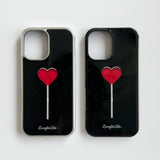 [MADE]heart lollipop Standard Glass Silver Bumper phonecase