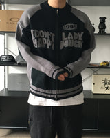 RM ナインレタリングカラーコンビネーションニットジップアップ (3C)