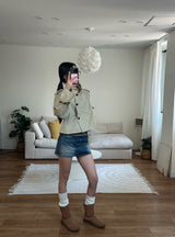 bronze short trench coat