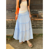sky frill cancan long skirt