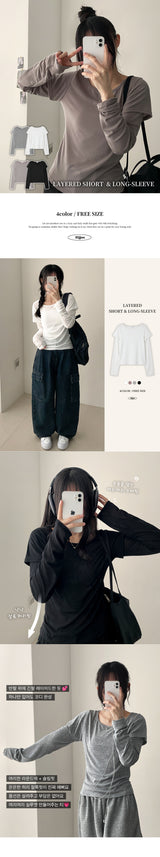 モネットフェイクショートスリーブレイヤードロングスリーブT
