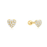 gold pavé heart barbell single piercing E070-04G