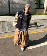 オーバーサイズバーシティジャケット パッチ付き