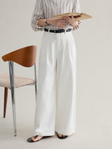 loose-fit high-waisted straight denim pants