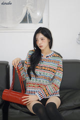 Nordic round knit cardigan