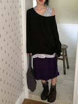 Oshion Side-Slit Twist Dot Layered Sleeveless