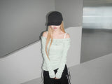 eyelet punching shirring long tee(4 color)