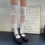 Lace Ribbon Scrunch Long Socks
