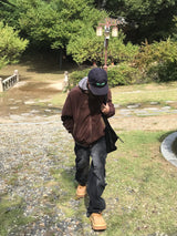 リブフードハードジップアップニット