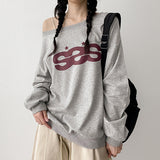 Off-shoulder sweatshirt🩶 Three S delicate-fit sweatshirt (3 colors)