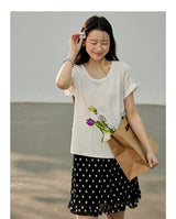 Dot ruffle flare mini skirt