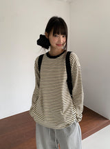 [unisex] Kemppa Stripe Over Round Long Sleeve Tee