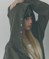 シームド リベット ウォッシュド ジップアップ フーディー [Warm Grey]