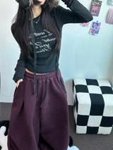 パラシュートツーピンタックバルーンロングワイドパンツ 🖤🩶💜🤎🩷5COLOR