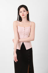 Button Sleeveless Top Pink