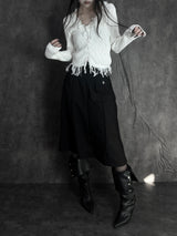 distressed fringe knit cardigan (2color)