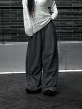 [unisex] ピンタックリベットナイロンパンツ (2color)