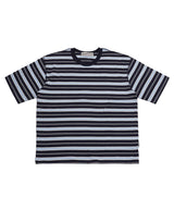 ボーダーオーバーロックストライプTシャツ_ネイビー