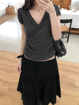 Elin Lace Puff Short-Sleeved T-shirt (2 colors)