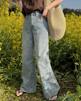 Peri incision wide denim pants