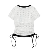 ミエル ラインストーン ルーシュド Tシャツ
