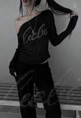 cubic lettering off shoulder T