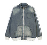 LMN キューブダメージラインデニムジップアップ (2 colors)