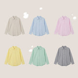 Pastel 💛 Thin Stripe Loose Fit Summer Long-Sleeved Shirt (6 colors)