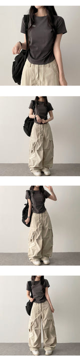 Waist String Parachute Cargo Wide Pants