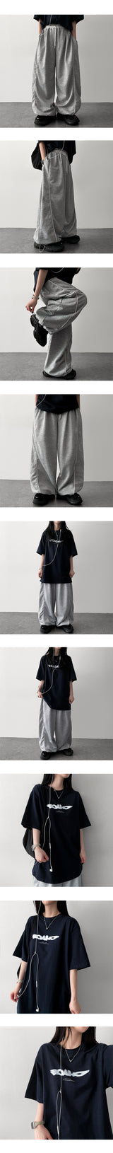 Tury banding line string training wide pants